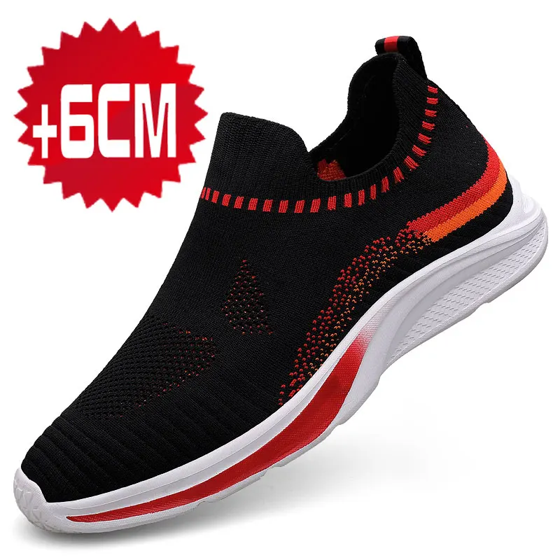 Comode scarpe da ascensore per uomo sneakers casual bianche da uomo solette di sollevamento con aumento dell'altezza invisibile 6cm sport