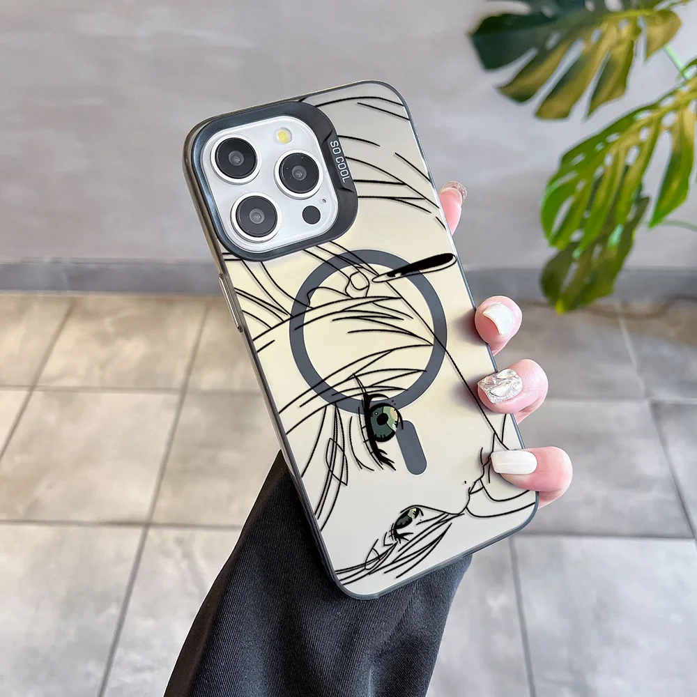 ญี่ปุ่นอะนิเมะการ์ตูน Frieren Magsafe แม่เหล็กสําหรับ iPhone 11 12 13 14 15 16 PRO MAX PLUS ชุบนุ่ม Anti Fall ปกหลัง