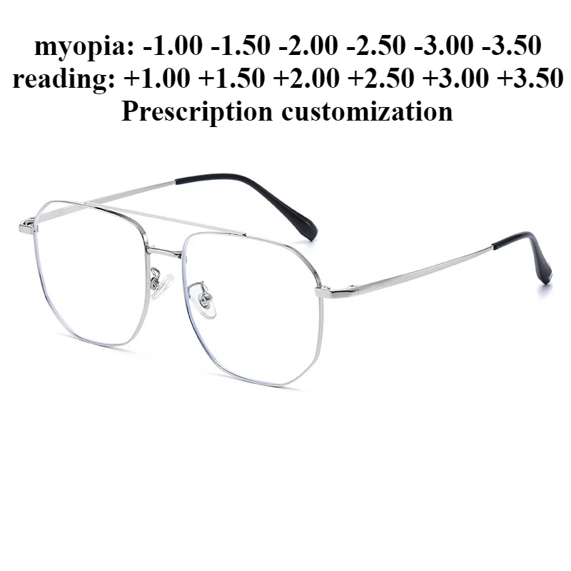 

58 мм ультра-легкая большая оправа в титановой оправе для очков для близорукости, мужские очки для чтения с защитой от синего света в стиле ретро с защитой от синего света