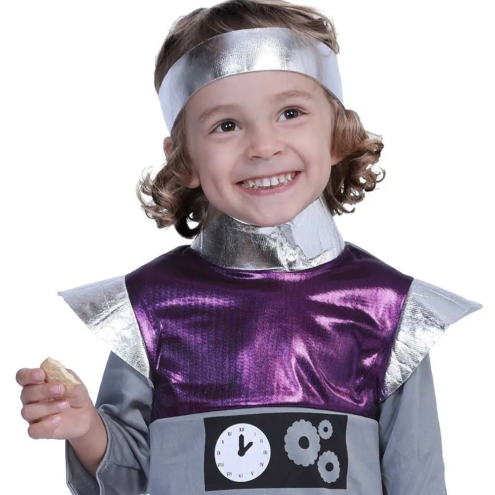 1 conjunto cosplay robô traje poppin adereços role play roupas desempenho wear durável não desbotamento tamanho m roxo