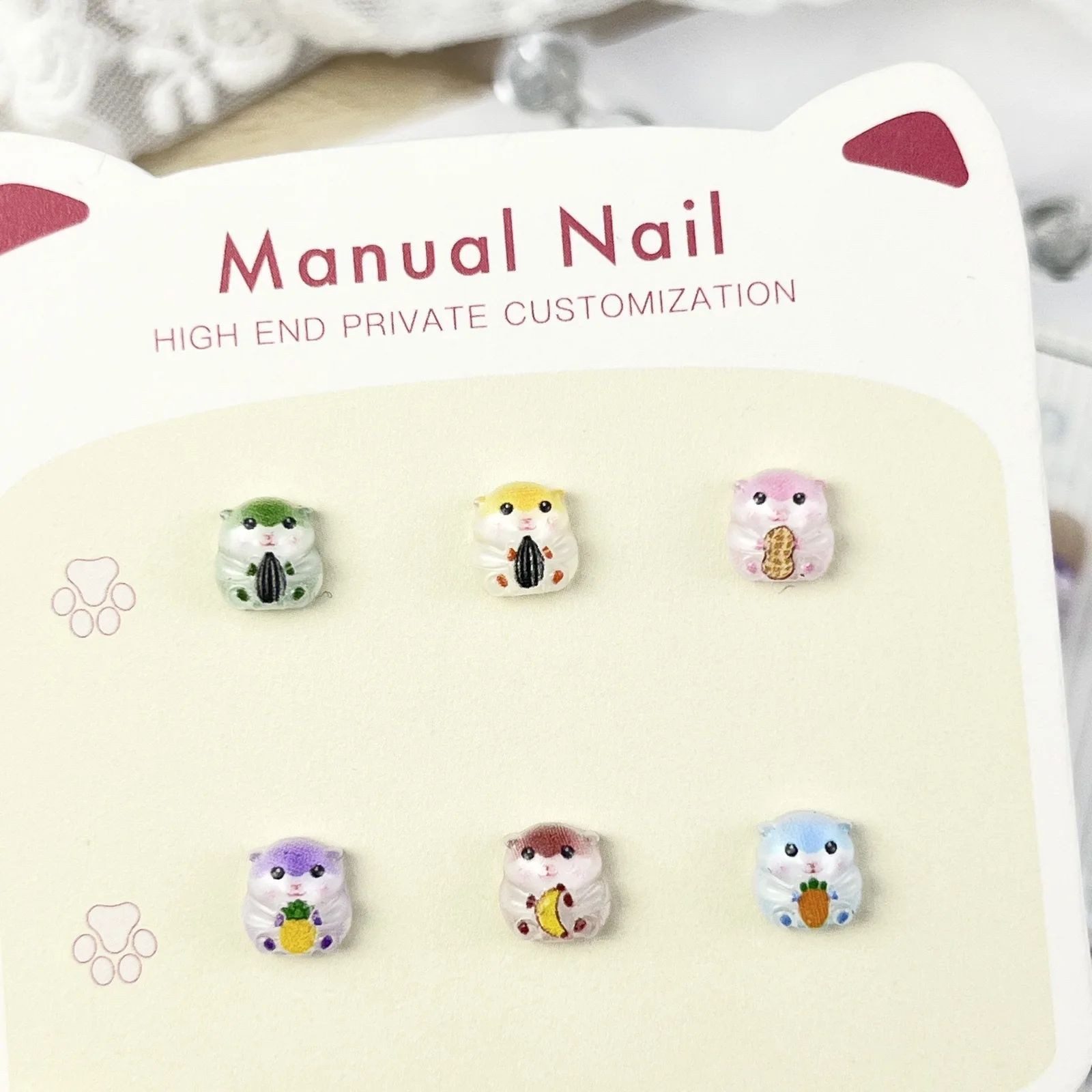 20 pçs mini dos desenhos animados acessórios do prego bonito sementes de melão pequeno hamster encantos para unhas arte decorações suprimentos diy manicure peças