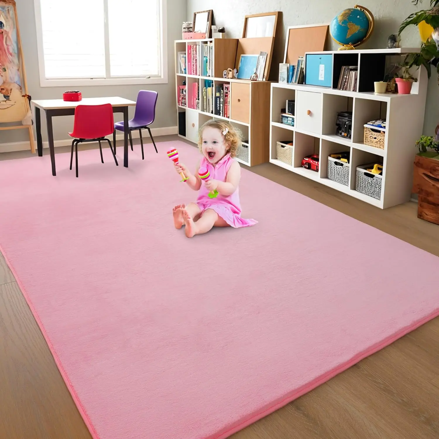VIKAMA Solid Color Coral Velvet Carpet Living Room Soft Bedroom Bed Blanket Non-Slip Home Decor Children\'s Room Play Mat