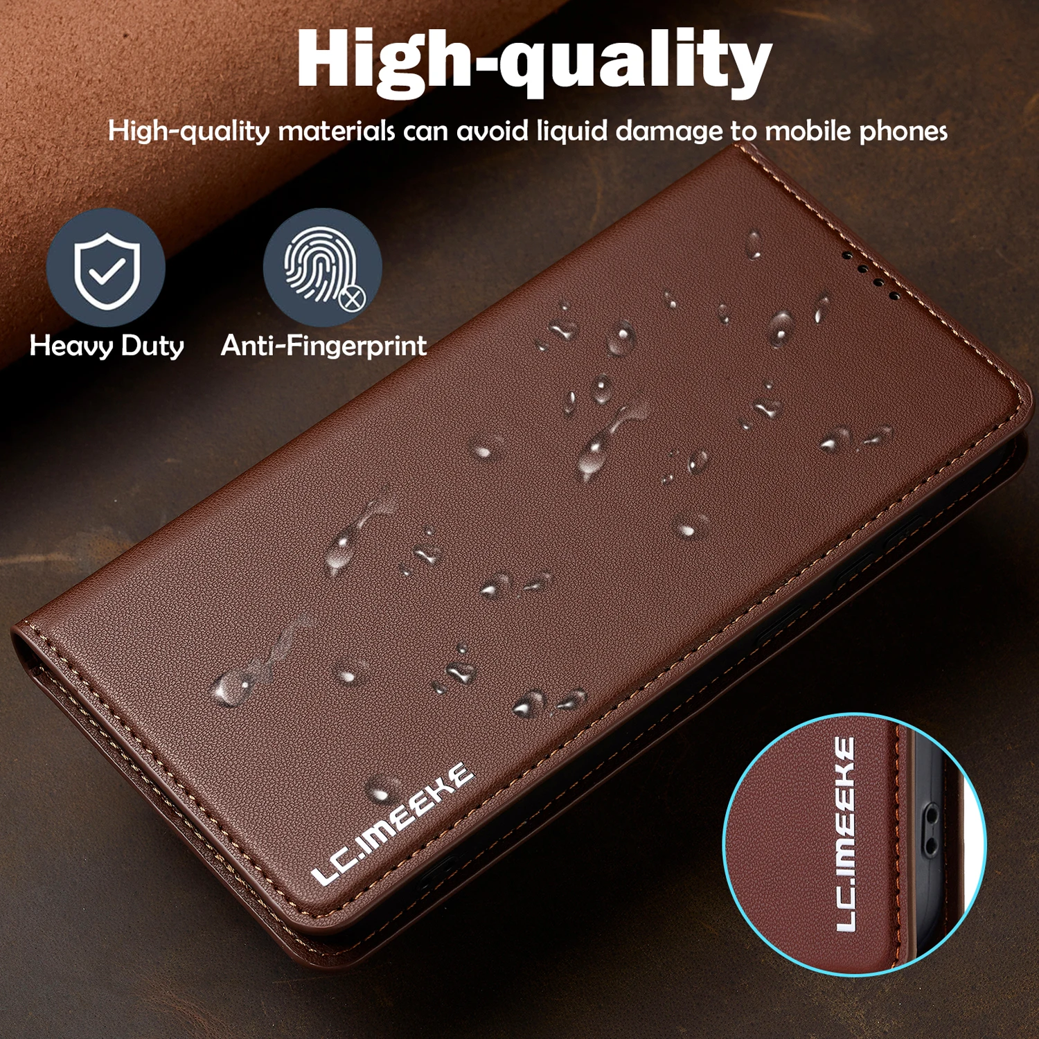 

LC.IMEEKE-L1 Luxury Flip Wallet Leather Case Stand Cover For Samsung Galaxy S25 FE S24 S23 S22 S21 Ultra Plus Protective Skins