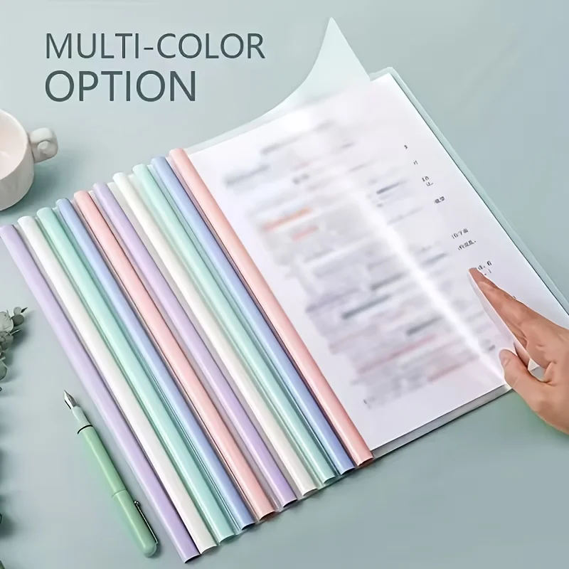

A4 Morandi color water drop rod clip file folder pull rod clip file folder large capacity student information storage book