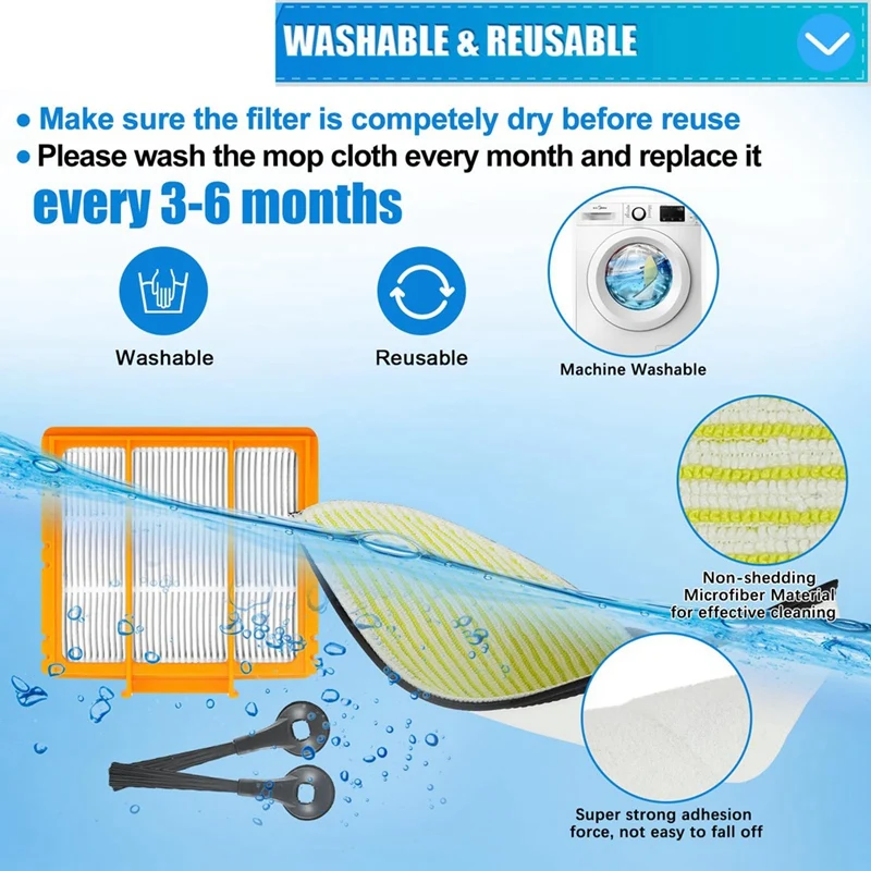 Ersatz-Moppbürstenfilter-Kit für Hai rv2610wa rv2620wa rv2410wd av2610wa ai ultra 2-in-1 Roboter-Vakuum teil