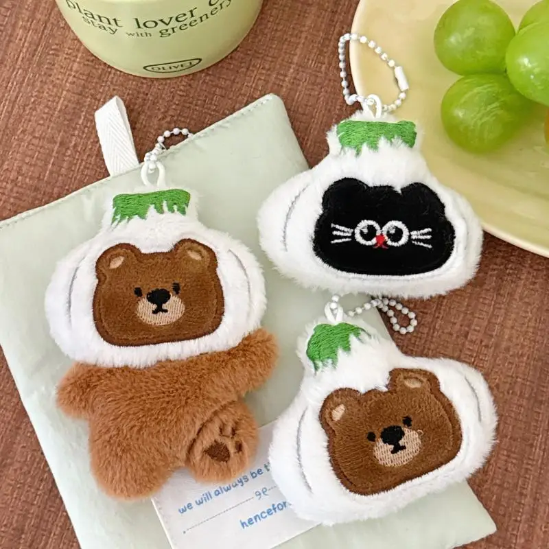 พวงกุญแจตุ๊กตาแมวกระเทียมน่ารักสไตล์การ์ตูน ตุ๊กตาหมีน่ารักๆ ของเล่นตุ๊กตาขนนุ่ม จี้ห้อยกระเป๋า พวงกุญแจ ของขวัญเครื่องประดับ