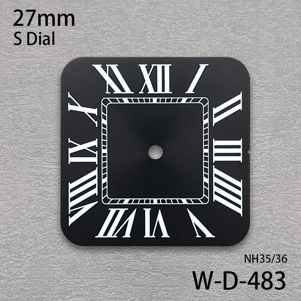 27mm S Logo Roma Qquare Dial Fit NH35/NH36/4R/7S Automatic Movement High Quality Watch Modification Accessories ﻿