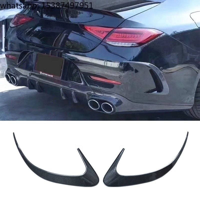For New W257 CLS Class 300 350 450 CLS53 Carbon Fiber Rear Bumper Lip for Splitter Finss for Self-adhesive