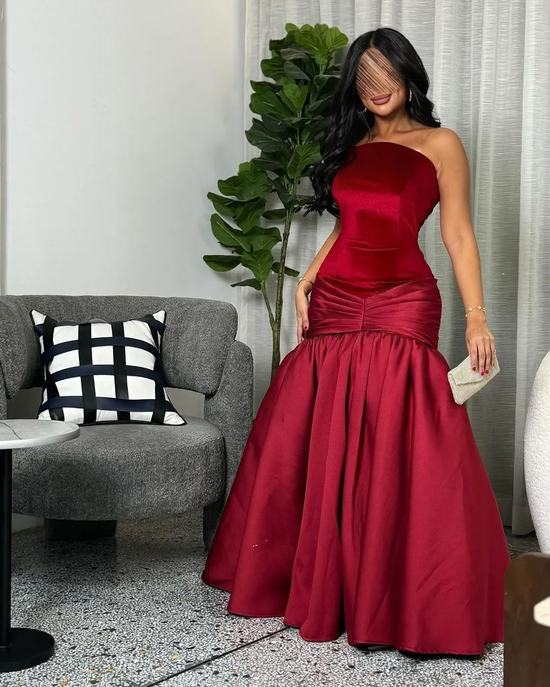 

Customized Classic Mermaid Sleeveless Modern Style Evening Dresses Strapless Pleated Floor Length Prom Dresses Party Dresses