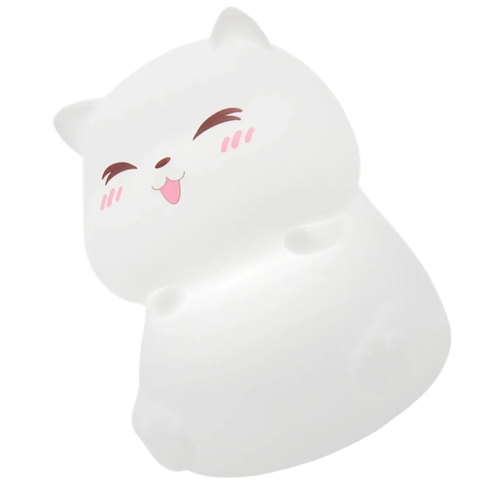 

1 pc Cat-Shaped Rechargeable Led Night Light For Bedroom Silicone Touch Lamp Cartoon Table Light Decorative Nursery Lamp