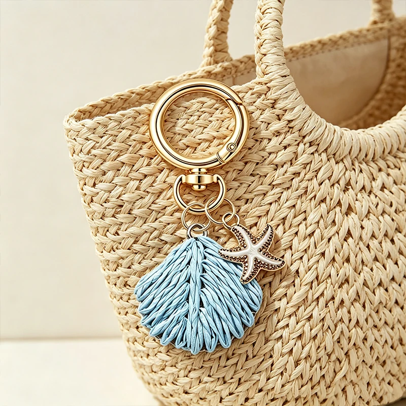 Finished Handmade Crochet Summer Beach Shells Starfish Accessories For Gift Decor Bag Pendant Charm Keyrings