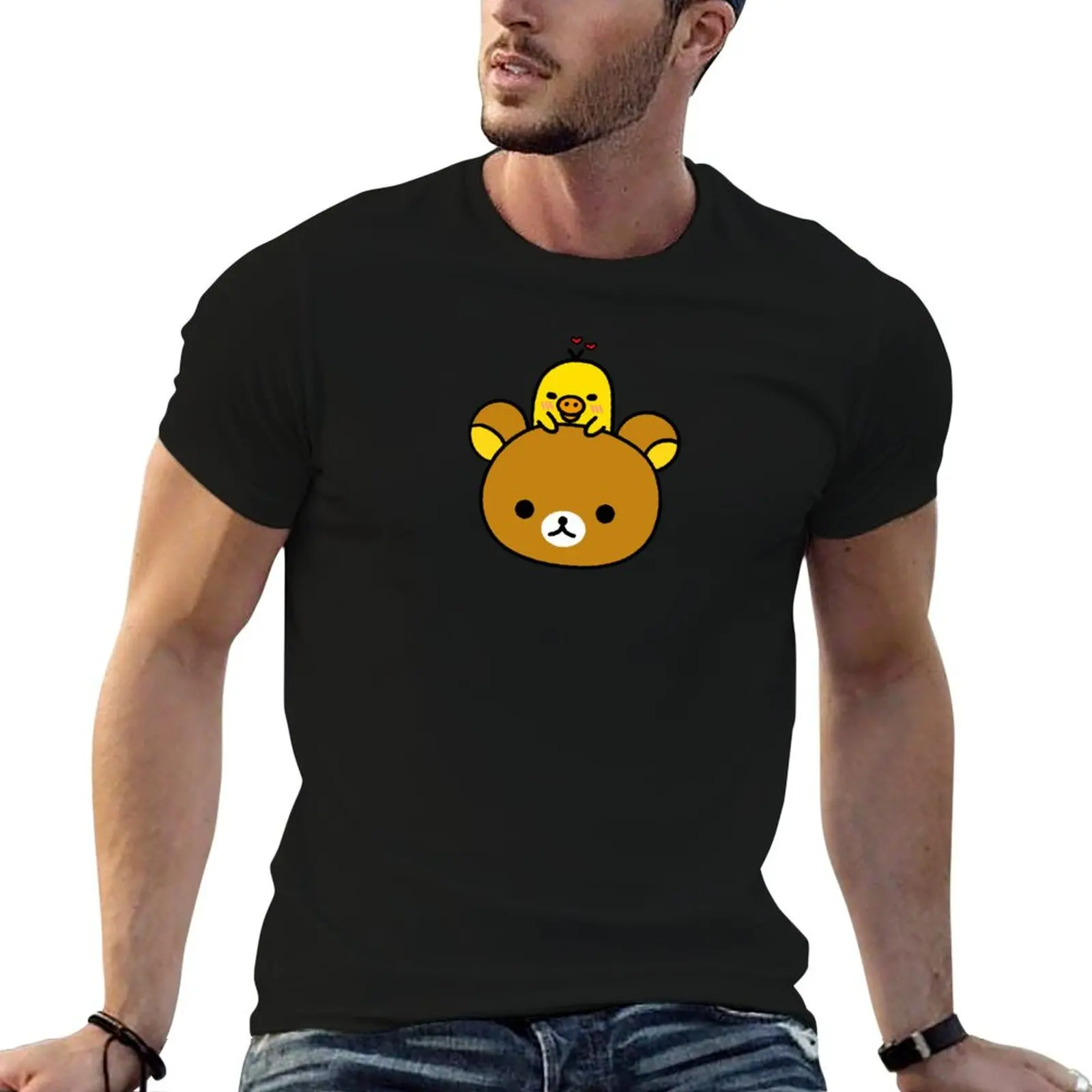 Rilakkuma and Kiiroitori T-Shirt oversized vintage anime shirt boys whites tops compression shirt men