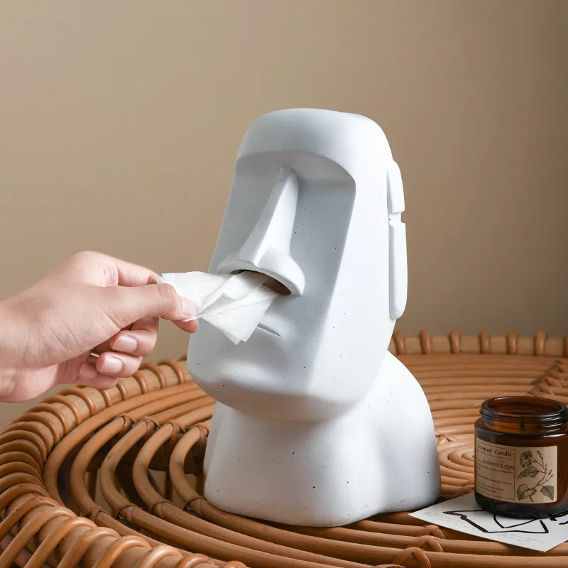 

Stone Figure Facial Tissue Box Stone Sculpture Tissue case Storage Mouth organizer Dispenser Tissue Box Napkin Tissue case