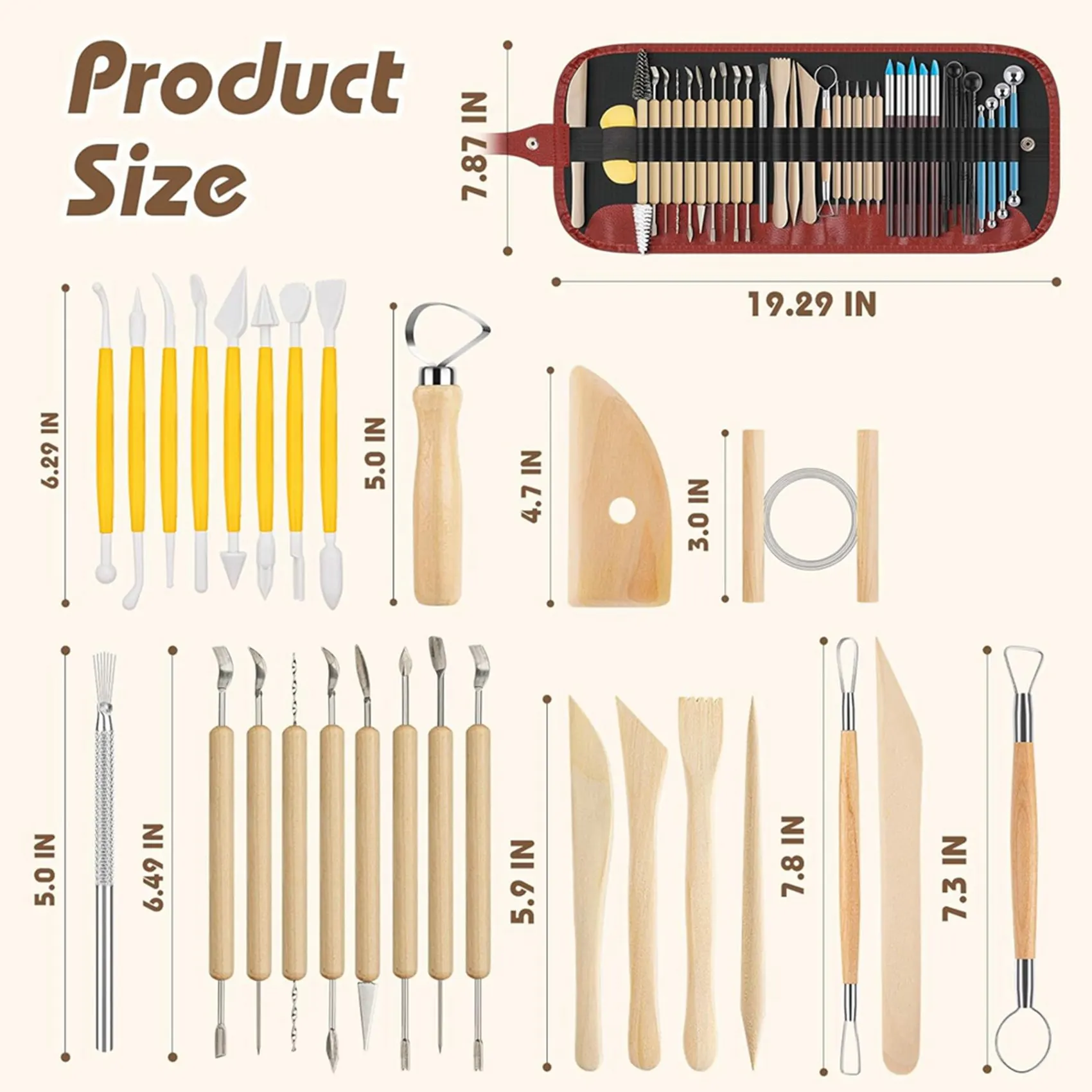 

B62B-2X Pottery Tools For Sculpting,Clay Tool Kit For Carving, Tool Set For Modeling,Ceramics Tools Kits