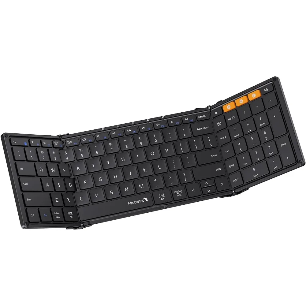 Portable Full-Size Wireless Keyboard, 105 Keys, Multi-Device Sync for iPad, Tablet, Smartphone, PC - Black