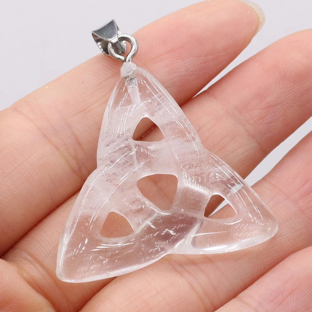 1Pc 32x35mm Irish Celtic Knot Pendant Natural Crystal Quartz Charms for DIY Necklace Earring Jewelry Making Accessories - view 5