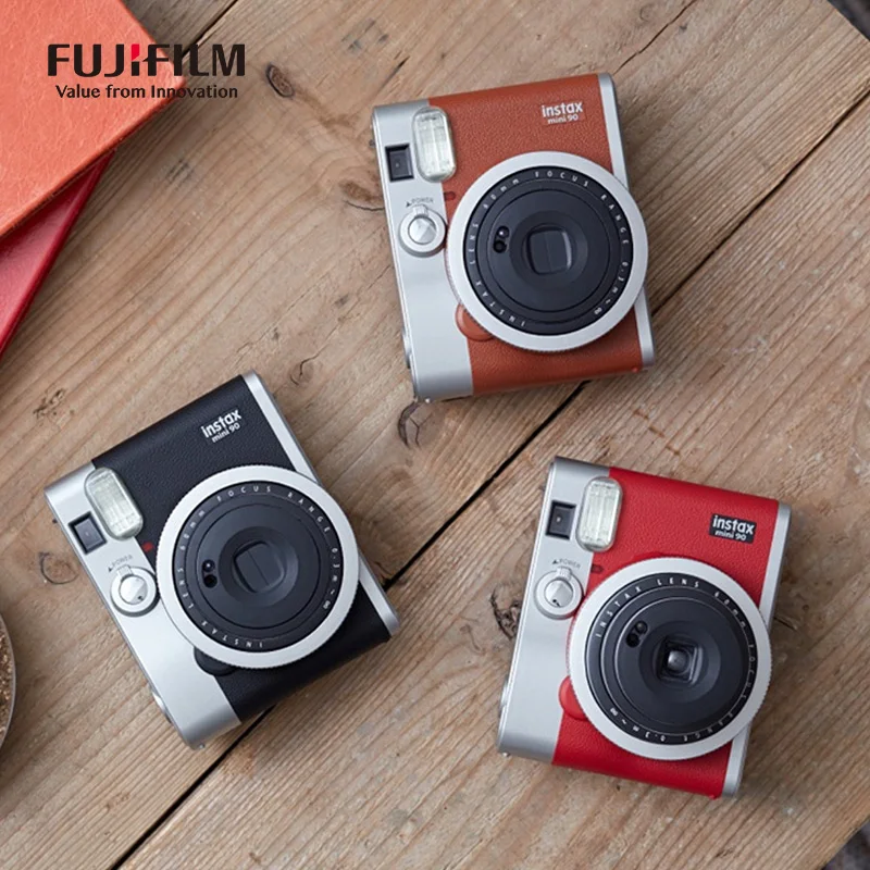 Imagem -04 - Fujifilm-instax Mini 90 Neo Classic Câmera Câmera Instantânea Portátil para Presente de Aniversário Preto Marrom Pacote de Filme Opcional