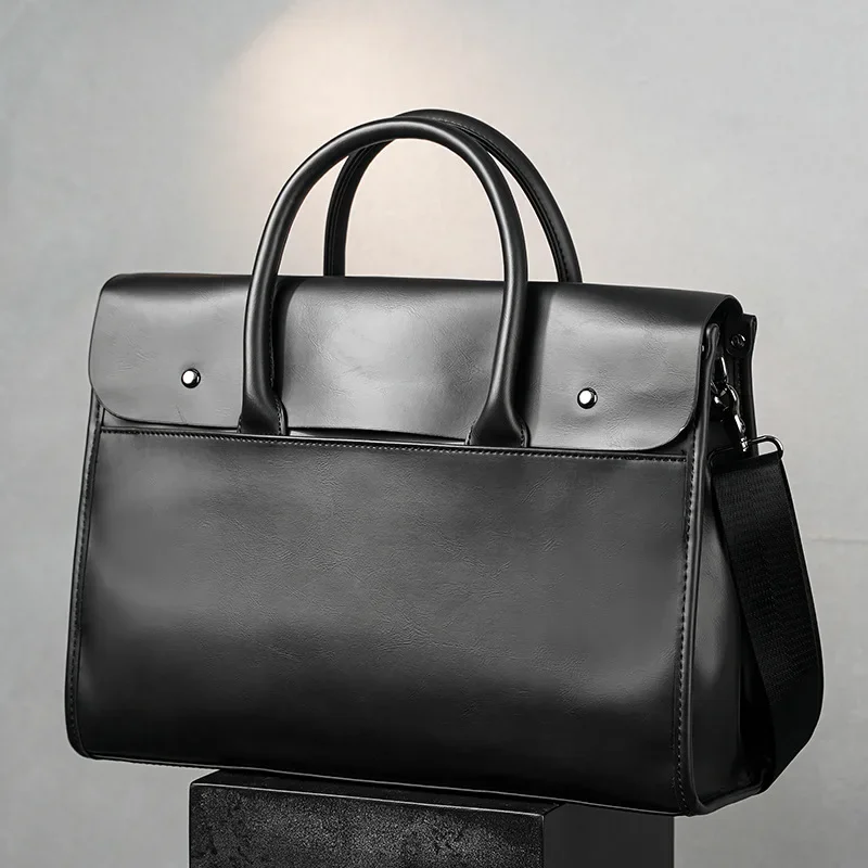Large Capacity Men's Briefcase Vintage PU Leather Hand Bags Men Laptop Handbag With Shoulder Strap Satchels Male Crossbody Bags