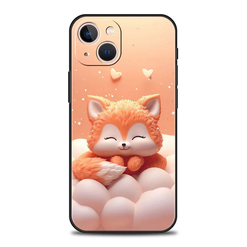 Cute Animal Fox Phone Case Cover for iPhone 16 15 14 13 12 Pro Max 11 Pro Max 7 8 Plus XS XR Shockproof Soft TPU Shell Capas Bag