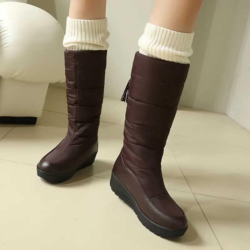 Women Winter Snow Boots Thick Plush Warm Cotton Shoes High Top Ankle Boots Non Slip Fluffy Fur Lined Outdoor Casual Footwear