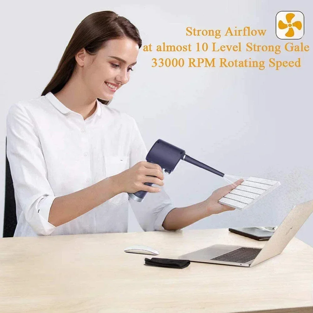 Cordless Brushless motor Air Duster for cleaning the car windows computer and keyboards 6000mAh rechargeable battery  30mins Hot