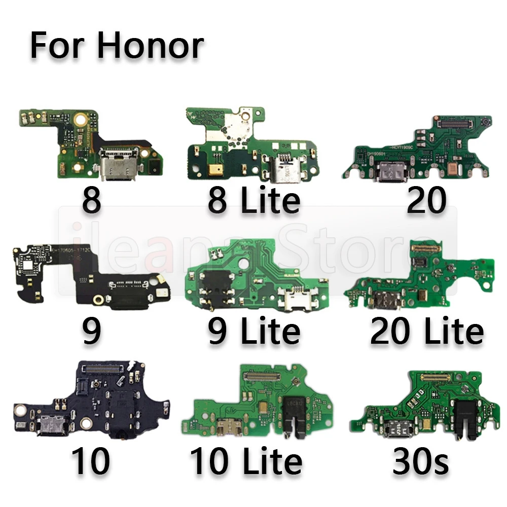 Cargador USB para Huawei Honor 8 8A 8C 8X 9 9i 9X 10 Lite Max Pro conector de puerto de placa micrófono PCB Cable flexible de carga