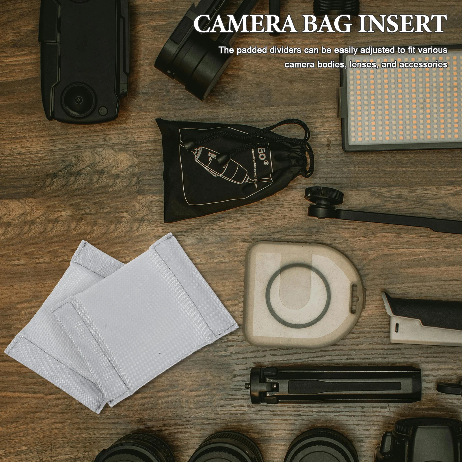 

2Pcs Reusable Shockproof Camera Bag Insert Divider Adjustable Protective Lens Organizer for Outdoor Use Bag Dividers