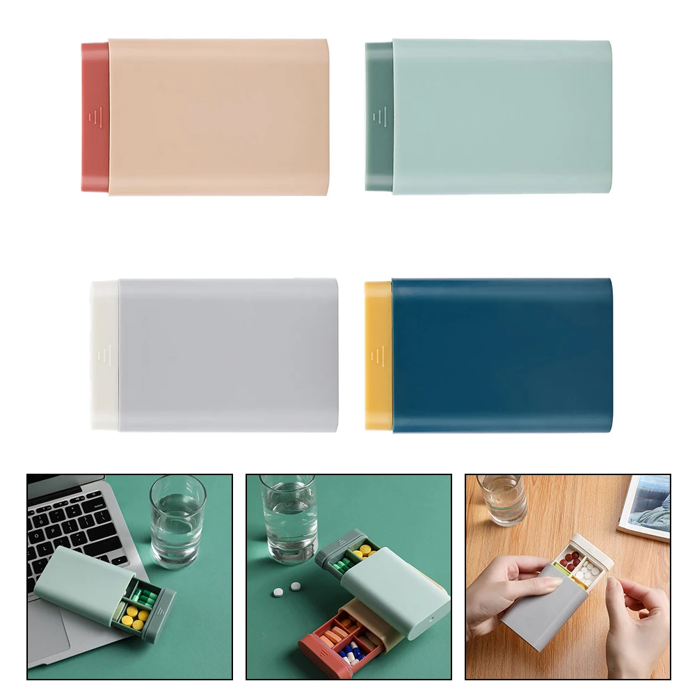 

4pcs Portable Pill Box Vitamin Container Holder Sealing Medicine Tablet Storage Case ABS Travel Boxes High Quality Durable Easy
