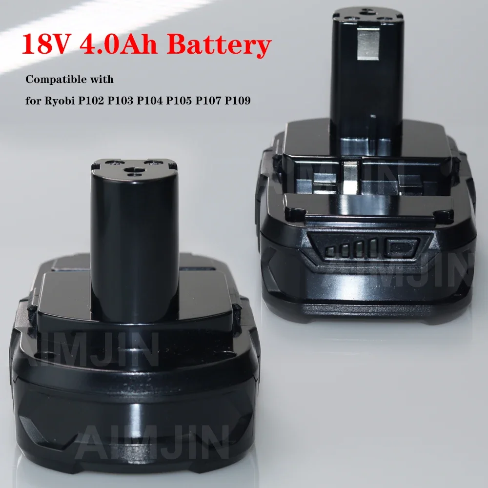 18V 4.0Ah Lithium Battery For Ryobi RB18L50 Lithium-ion Replacement Battery for Ryobi RB18L25 RB18L15 P108 P102 P103 with LED