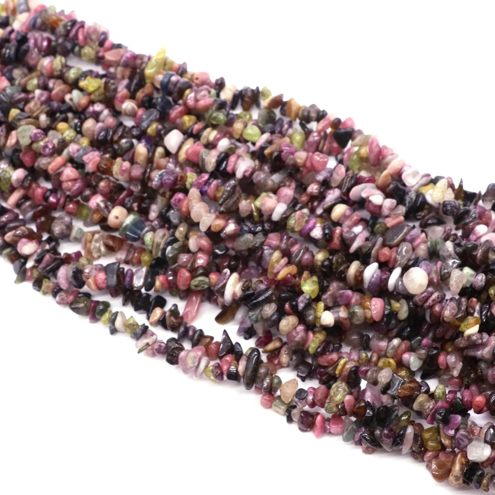 

Irregular Natural Color Tourmaline Stone Gravel Chips Drilled Holes Bead For Jewelry Making DIY Necklace Bracelet Accessory Gift