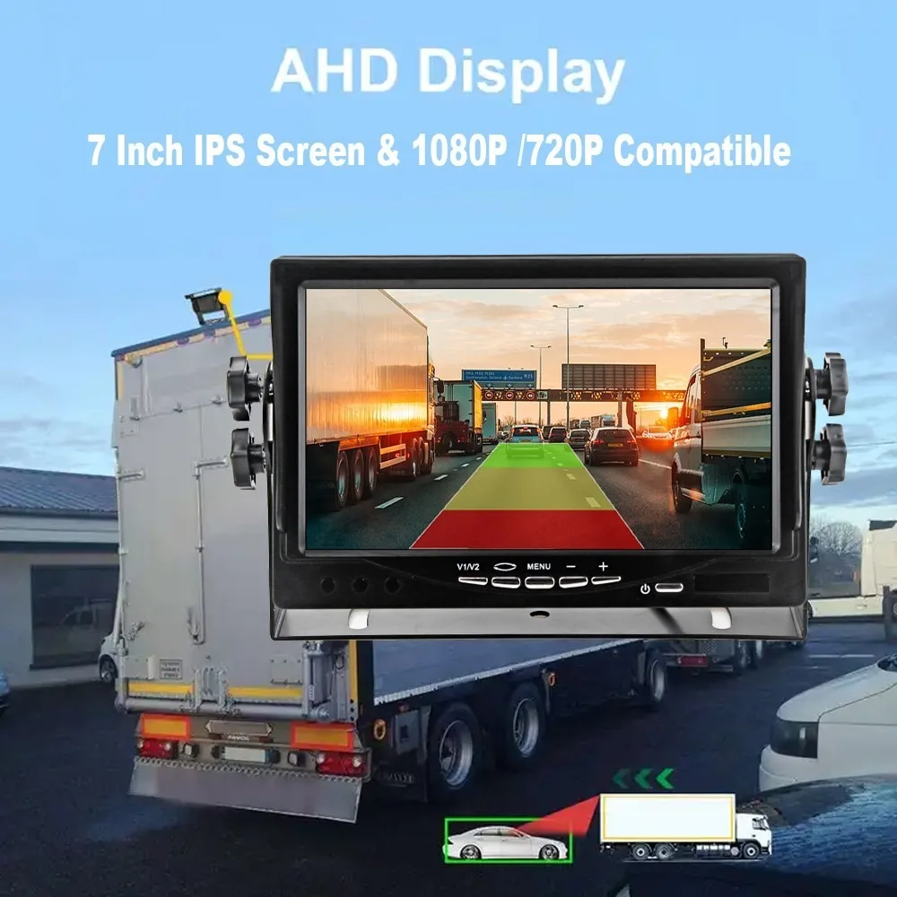 iPoster لشاحنة القافلة Rvs 7 "شاشة السيارة IPS شاشة + AHD 1080P BSD Ai كاميرات احتياطية للرؤية الخلفية للرؤية الليلية مقاومة للماء #2