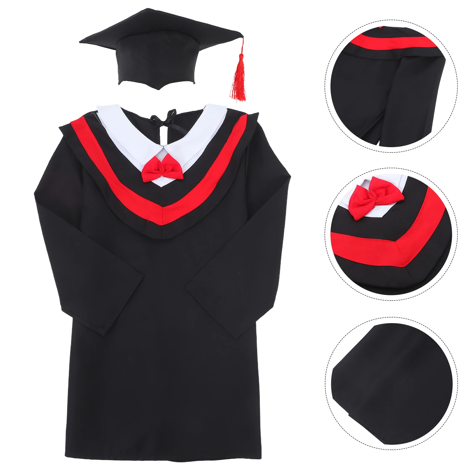 

Children Graduation Gown Tassel Hat Set Comfortable Material Royal Bachelor Costume School Celebration Outfits Role
