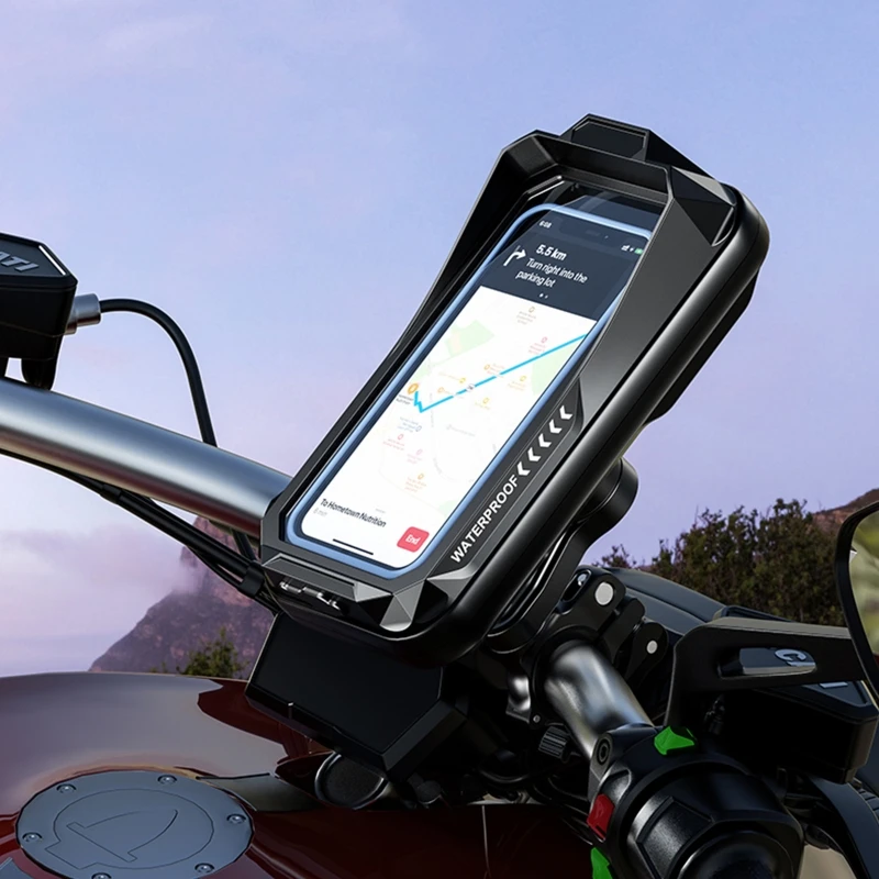 Waterproof Phone Bag for Motorcycle Handlebar Storage  with for TOUCH SCREEN Quick Release 360° Rotation Phone Hold