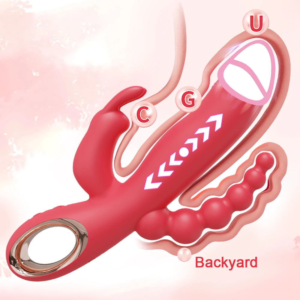 Rabbit Thrusting Vibrator for Woman 3in1 G Spot Clitoris Stimulator Vagina Massager Female Masturbator Backyard Anal Sex Toy 18+