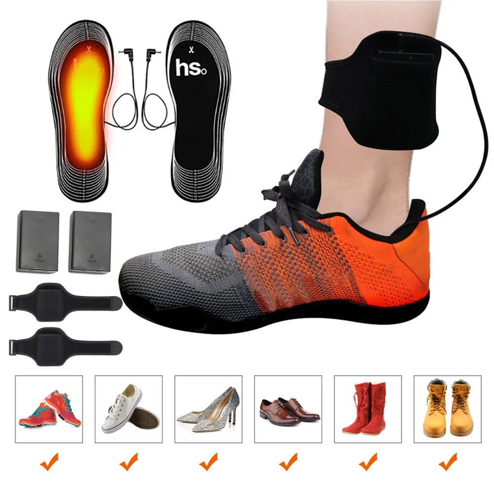 Winter Heated Insoles Electric Battery Heating Warm Shoes Inserts Free Cut Carbon Fiber Foot Pads Thermal Heater Insoels