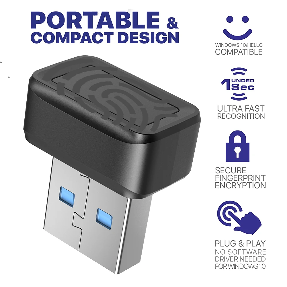 USB-Fingerabdruck-Schlüssel leser Fido U2F schnell passende Sicherheits schlüssel Fenster Hallo Anti-Spoofing Mini-Finger abdruck leser 360 ° Touch