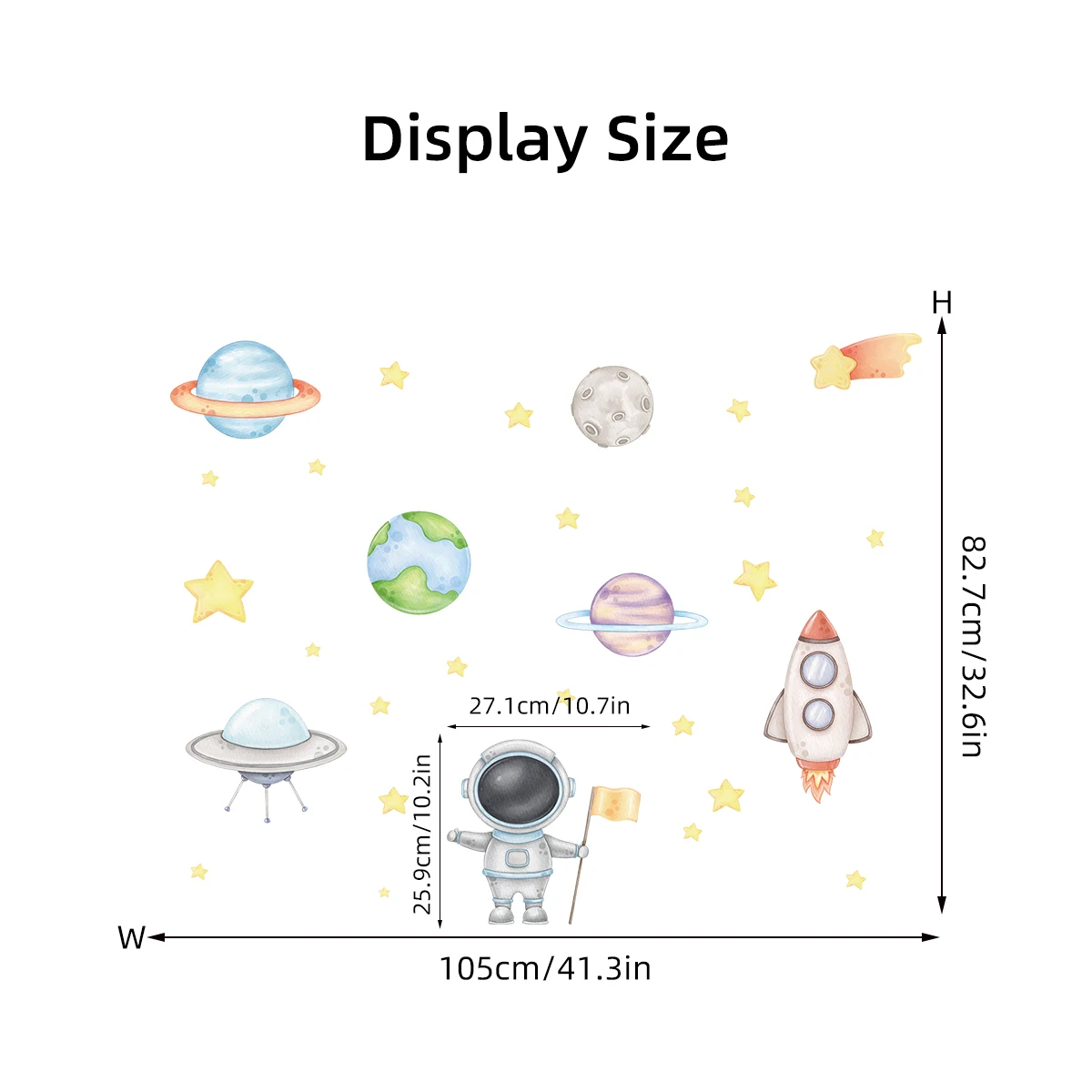 Cartoon Planet Rocket Astronaut Wall Stickers for Children Room Kids Room Decoration Baby Bedroom Decor for House Wall Decals