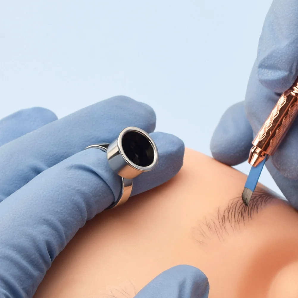 

5Pcs Stainless Steel Tattooing Pigment Rings Eyebrow Ink Holder Lash Glue Rings Tattooing Ink Cups Tattoo Pigment Cups