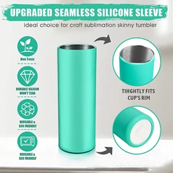 Unseamed Silicone Wrap Tight Fit Straight Blank Mugs Silicone Supplies for Water Bottle Cup DIY Crafts Tumbler Heat Press
