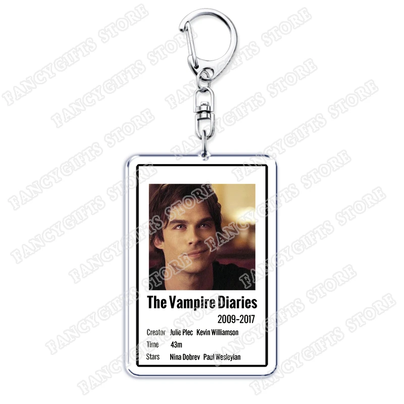 The Vampire Diaries TV Show Keychains for Women Accessories Bag Damon Stefan Salvatore Elena Gilbert Keying Jewelry Fans Gifts