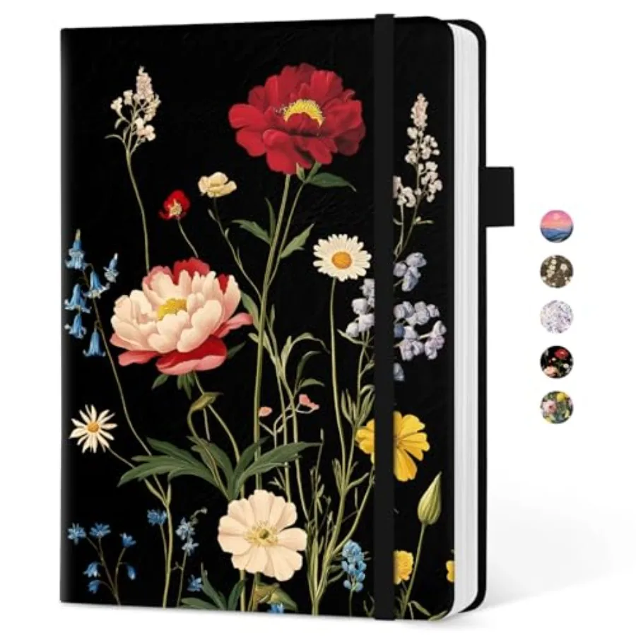 

Aesthetic Lined Journal for Women, Pretty 6" x 8" Notebook for Work and Note with 160 College Ruled Pages, Hardcover Leather No