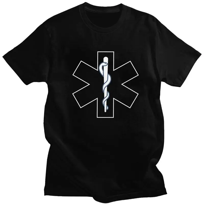 Custom Paramedic Star Of Life T Shirt Short Sleeves Cotton T-shirt Casual Emt Emergency Medical Symbol Tee Loose Fit Clothes