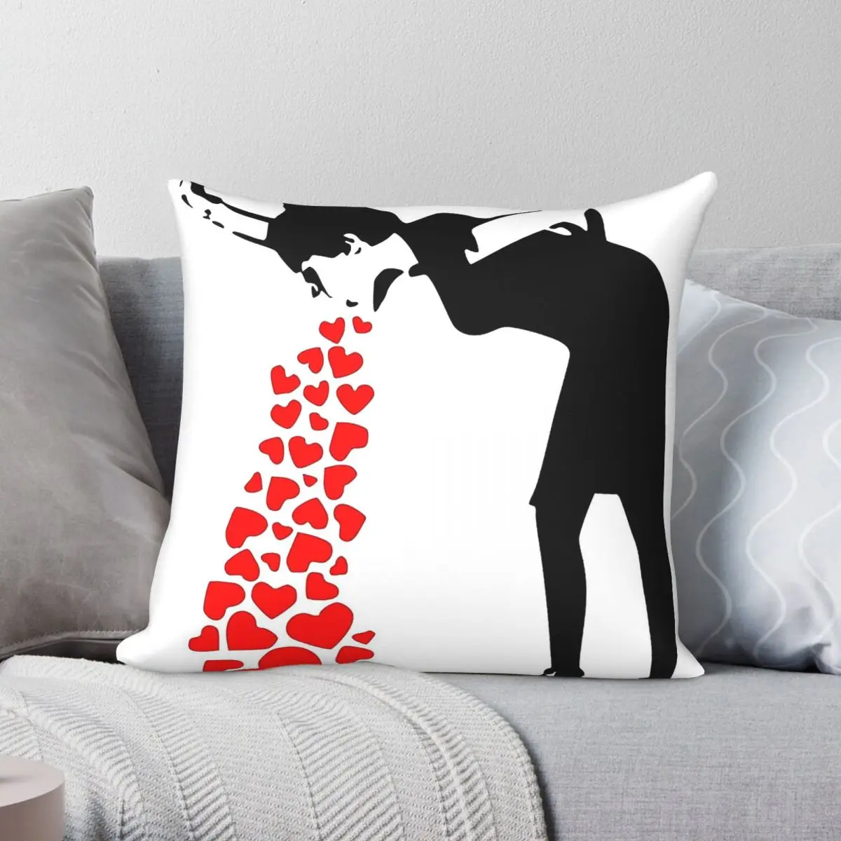 Love Sick Hearts Banksy Square Pillowcase Polyester Linen Velvet Pattern Zip Decorative Throw Pillow Case Sofa Cushion Cover