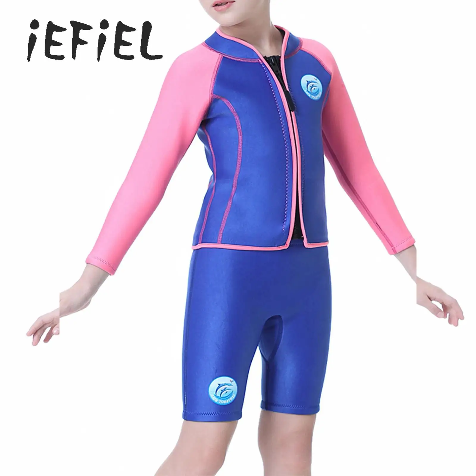 

Children Diving Suit 2.5mm Neoprene 2-pieces Separated Wetsuit Boys Girls Long Sleeved Surfing Snorkeling Swimsuit Bathing Suit