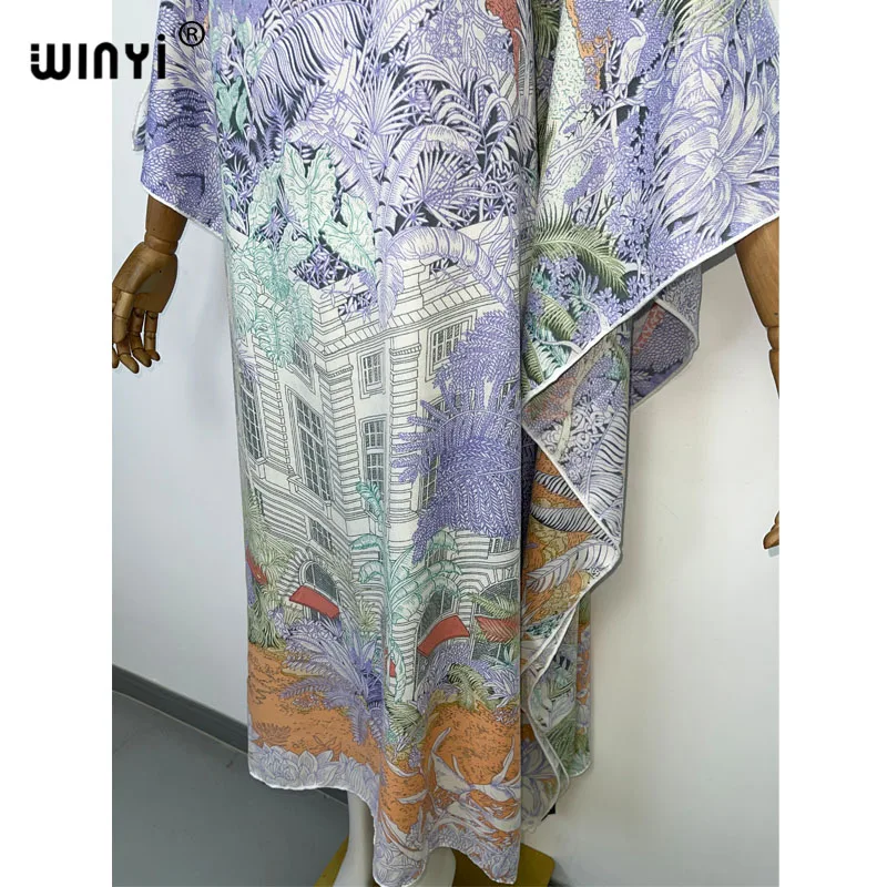 Imagem -03 - Oriente Médio 2023 Winyi Inverno para Mulheres Impressão Elegante Roupas Boho Maiô Kaftan Férias Festa Longo Vestido de Alta Qualidade