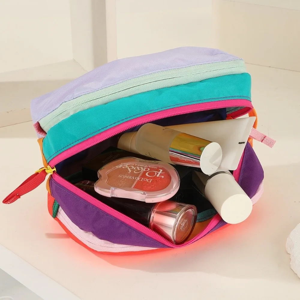 Sac à cosmétiques portable de haute qualité, sac à maquillage multi-couches aux couleurs dopamine, grande capacité, sac de rangement multifonctionnel, voyage