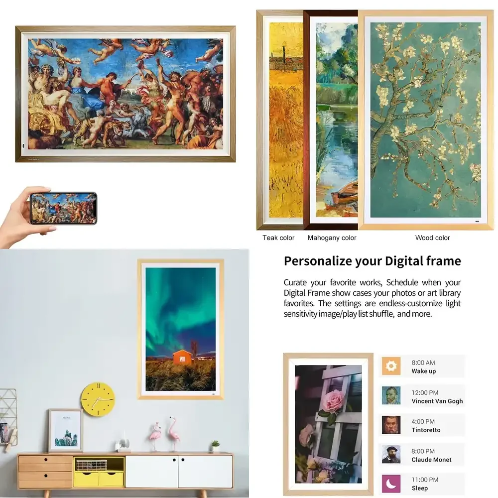 

High quality 32inch cloud wood BOE igallery matte frameo intelligent digital art museum digital photo frame with wifi