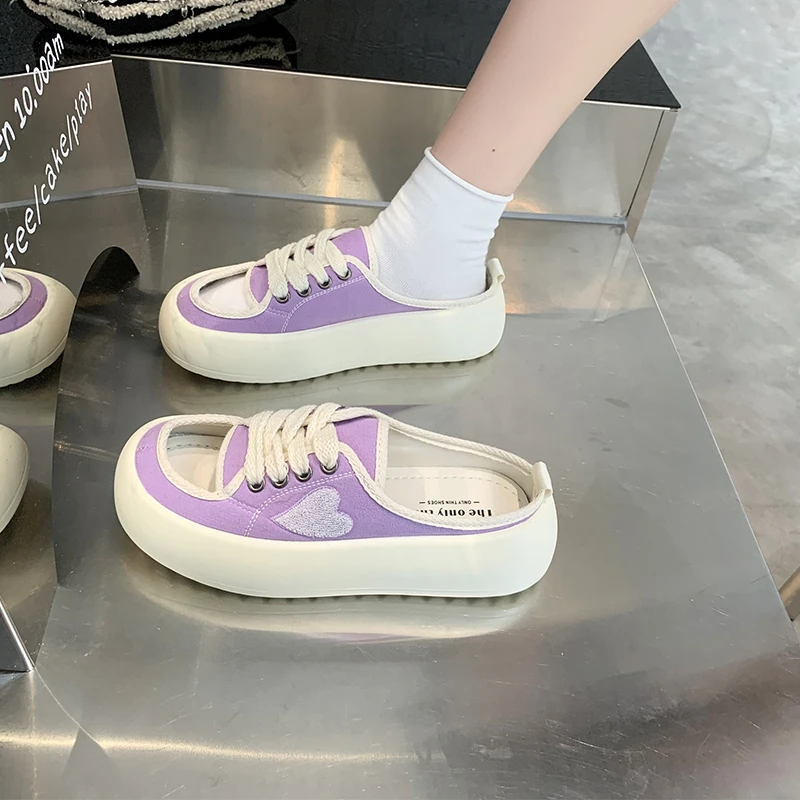 2022 New Fashion Women's Canvas Slippers Platform Shoes Casual Classic Solid Color Women's Casual Shoes Low-top Flat Sneakers