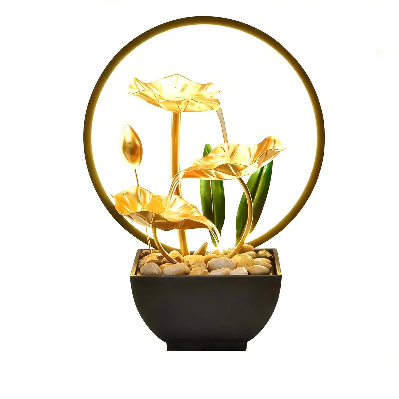 Durable Metal Construction Office Table Fountain Compact Desktop Size Water Feature Safe Stable Base