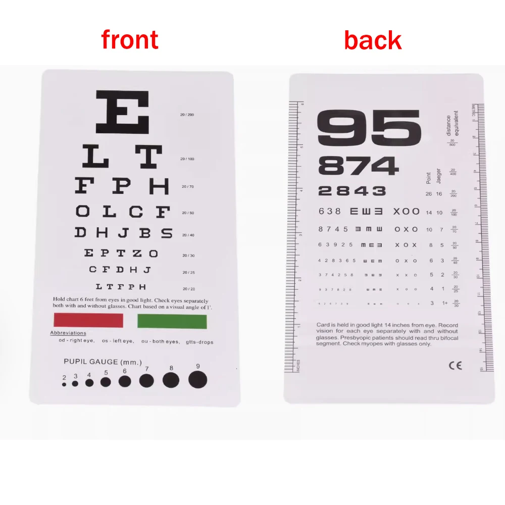 1PC Single sided/Double Sided Wall Standardized Eye Chart Visual Testing Chart for Hospital Home Exam Kids Vision Schedule